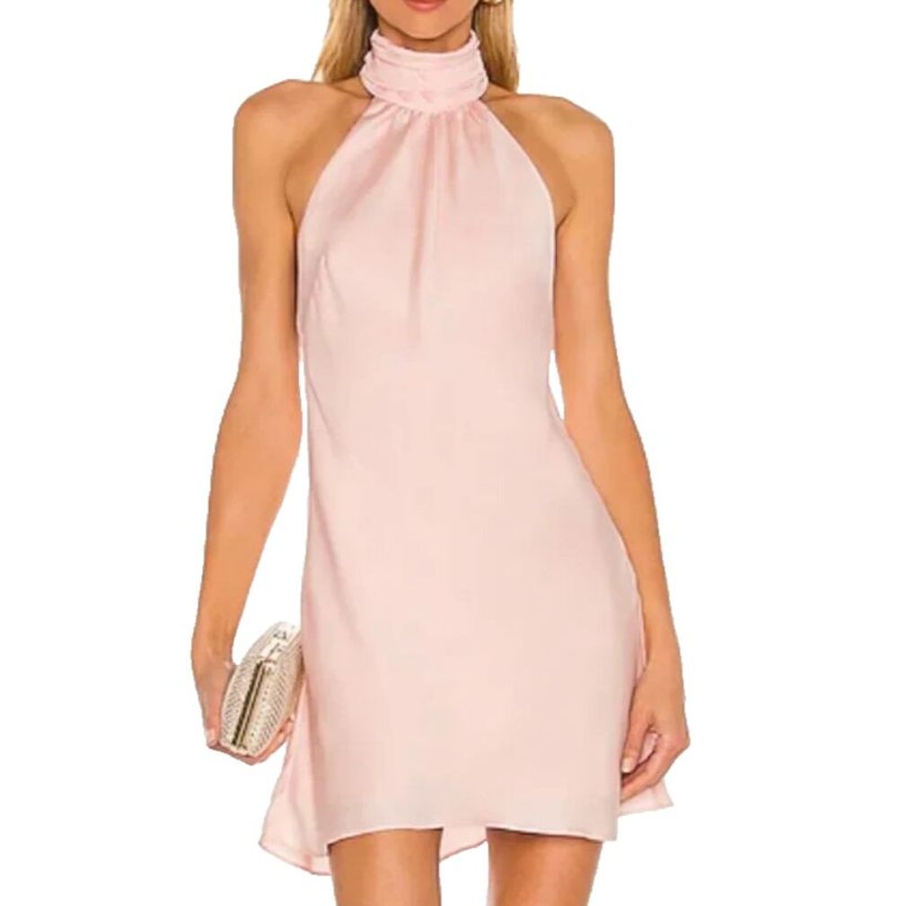 Lovers and Friends Hayes Mini Dress Women's Size M Light Peach Halter Backless